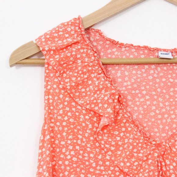 *Old Navy Ruffle V Neck, Pink Ditsy Floral Maxi Dress - Picture 6 of 8